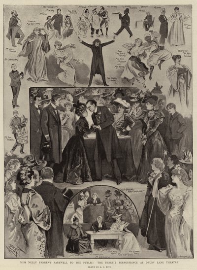 Adieux de Miss Nelly Farren au public, la représentation de bienfaisance au théâtre de Drury Lane - Alexander Stuart Boyd